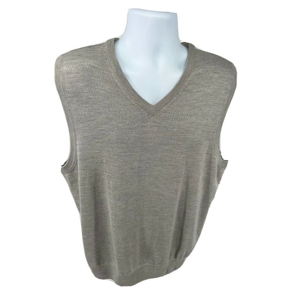 Callaway Golf‎ Mens Gray Sweater Vest Size XL 100% Merino Wool Collection V Neck
